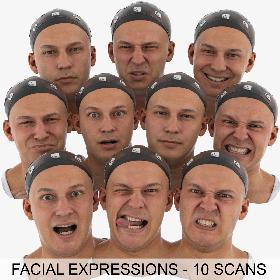 3D Marcus Retopologized Clean Scans Main Expression Set - 10 poses
